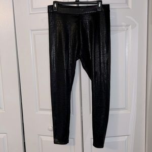 Express medium faux, leather, shiny snake, skin, black leggings